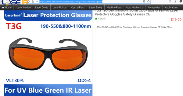 عینک لیزر سبز و آبی و سافایر و دیود و یاگ